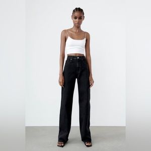 ZARA wide leg black denim jeans